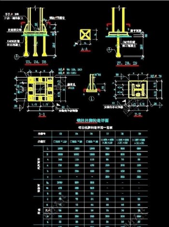 钢柱柱脚构造详图图片