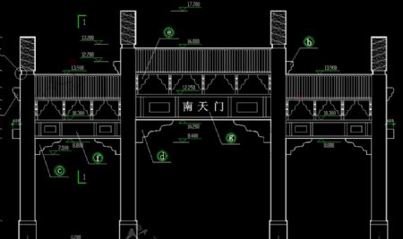 仿古九龙生态园南天门施工图图片