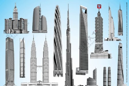 城市大厦建筑矢量图图片