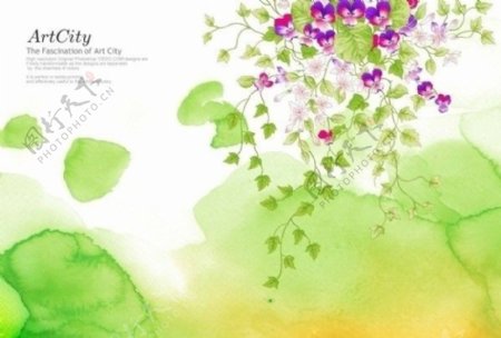 手绘花卉PSD分层素材图片