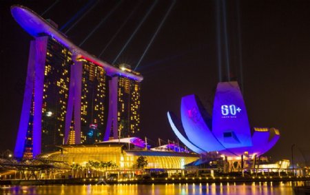 新加坡城市夜景图片