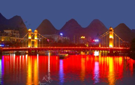 桂林丽泽桥夜景图片