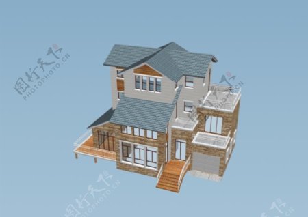 独栋别墅3D模型图片
