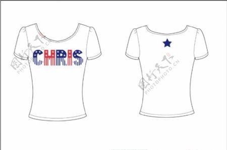 tshirtT恤印花可爱服装卡通五角星星条美国图片