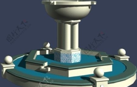 3DMAX模型水池喷泉图片