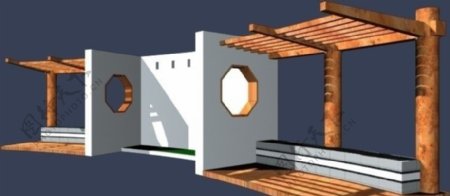 花架MAX建筑模型图片