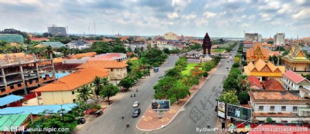 柬埔寨独立碑之全景照图片