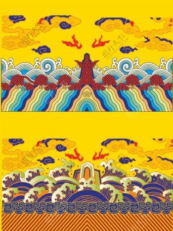 清代皇帝龙袍波浪纹图片