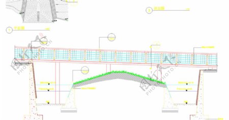 公园景观步行桥剖立面大样图片