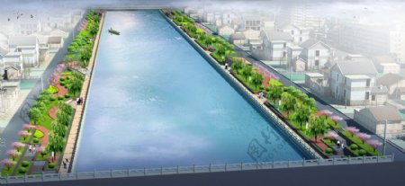 滨河绿化效果图图片