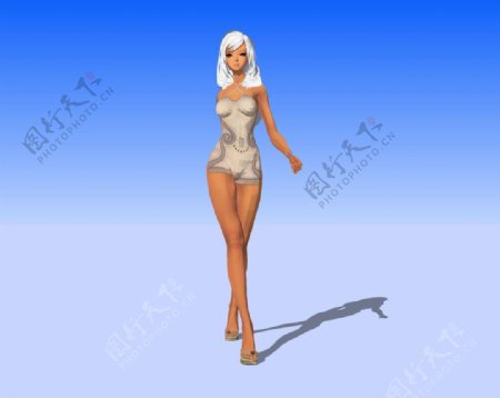 美女走路3D模型图片