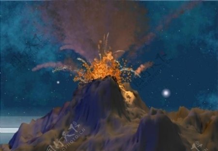 火山喷发动画图片