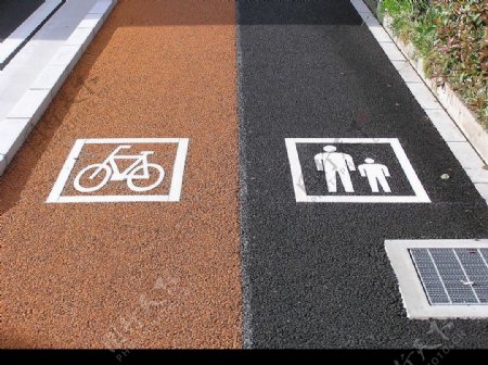人与自行车道的标识图片