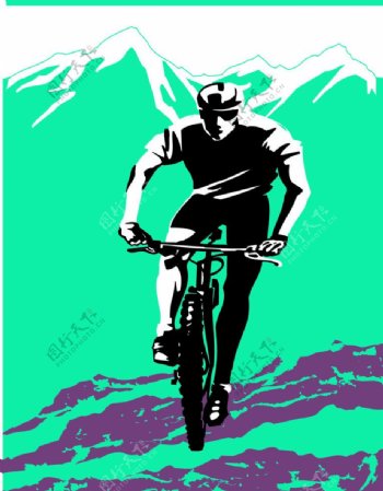卡通单车骑行者彩色图片