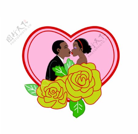 黑人情侣接吻图片