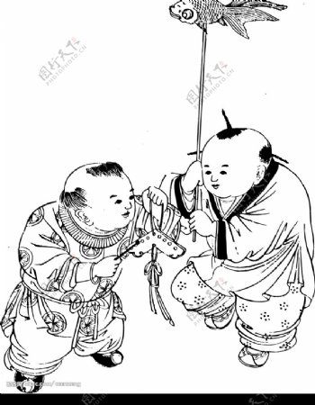 中国传统吉祥图案儿童戏耍图片