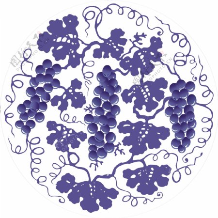 青花瓷葡萄图片