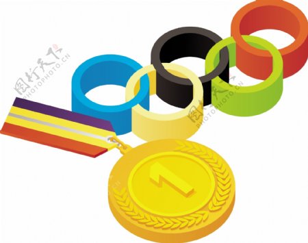 奥运五环和金牌图片