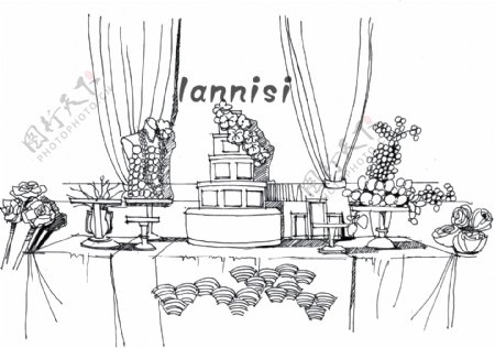 婚礼甜品区手绘表现兰尼斯图片