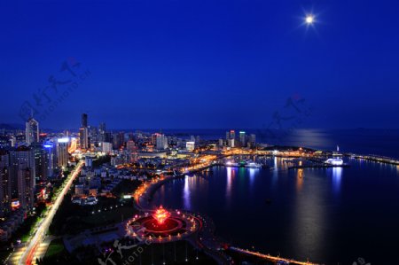 青岛浮山湾夜景图片