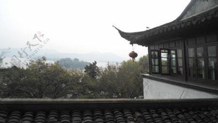 杭州西湖屋檐图片