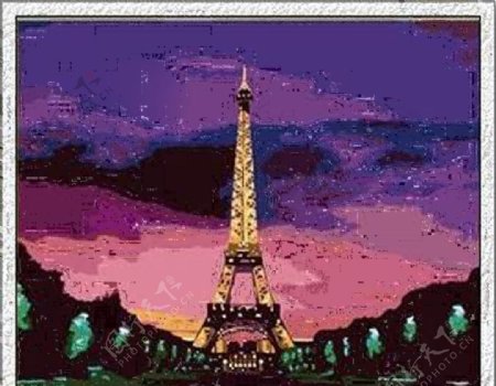 埃菲尔铁塔数字油画图片