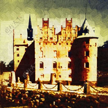 城堡抽象画图片