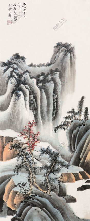秋山红树图片