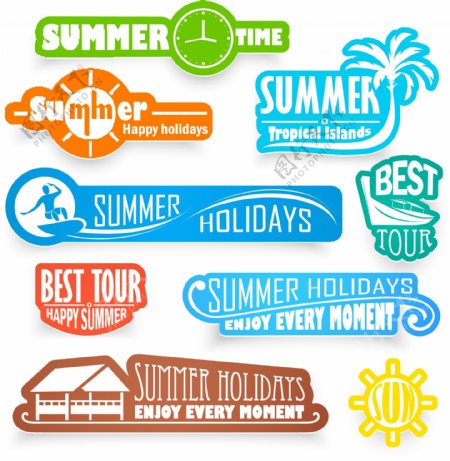 夏季旅游休闲度假标签图片
