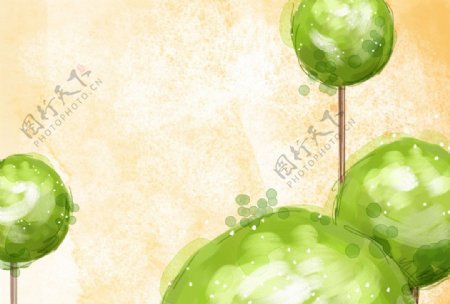 小球植物油画图片