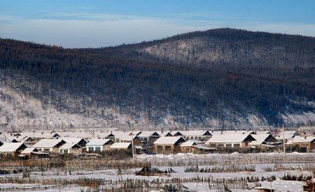冬天根河北部建筑风景图片