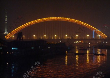 晴川桥夜景图片