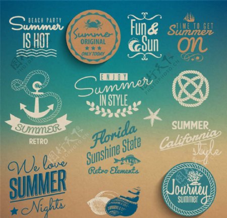 夏季旅游设计图标图片
