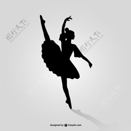 芭蕾舞女孩剪影矢量素材图片