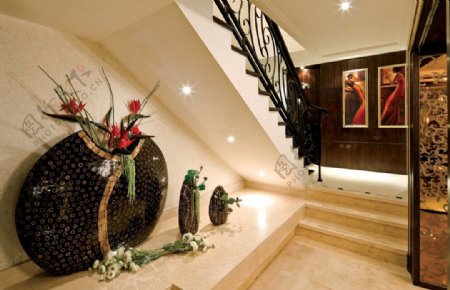 古典样板房客厅楼梯图片