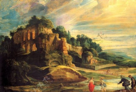 古典油画风景图片