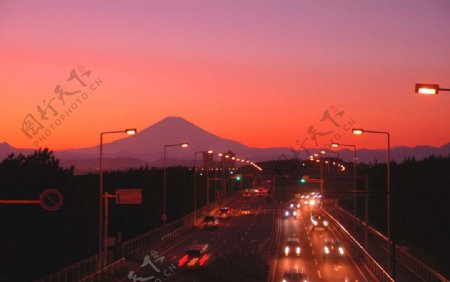 富士山暮色图片