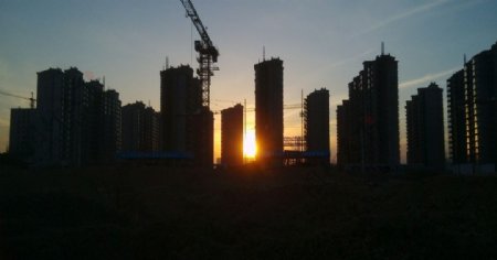 都市夕阳图片