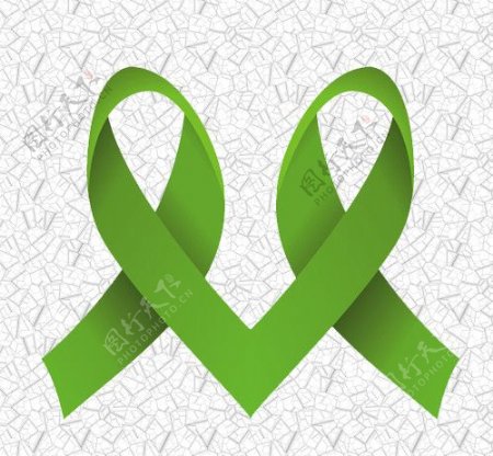 防治肺结核双绿丝带标志图片