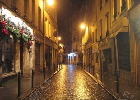 巴黎小巷夜景图片