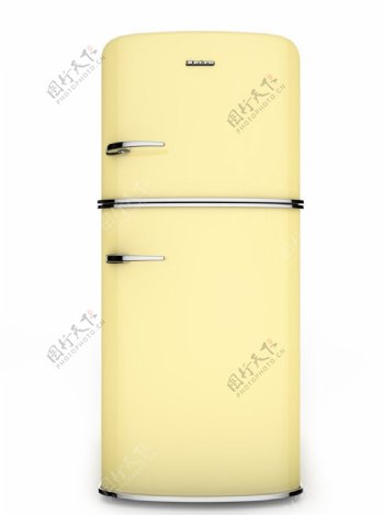 淡黄色冰箱图片