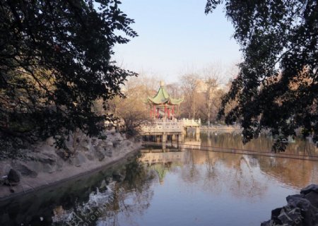 西安革命公园湖图片