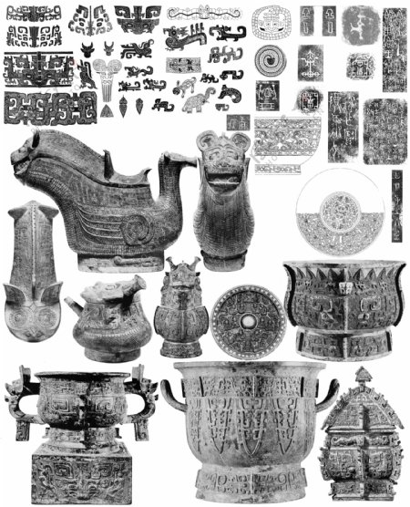 中国古代青铜器铭文图案PSD图片