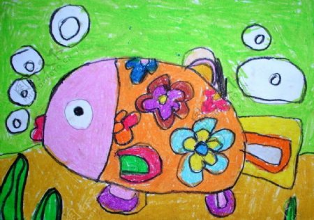 儿童画鱼图片