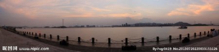 厦门海湾公园日落全景图片