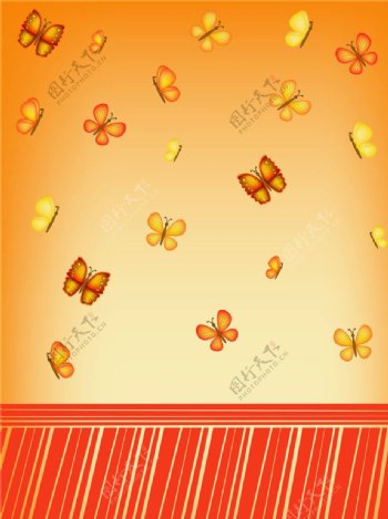 蝴蝶橙色背景图片