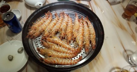 蒸汽火锅虾图片