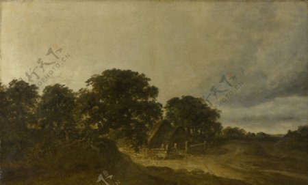 乔治米切尔景观与树木建筑物和一条道路图片