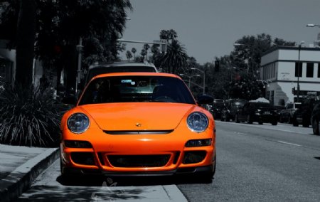 兰博基尼橙色汽车图片