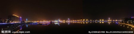 新疆喀什东湖夜色全景图片